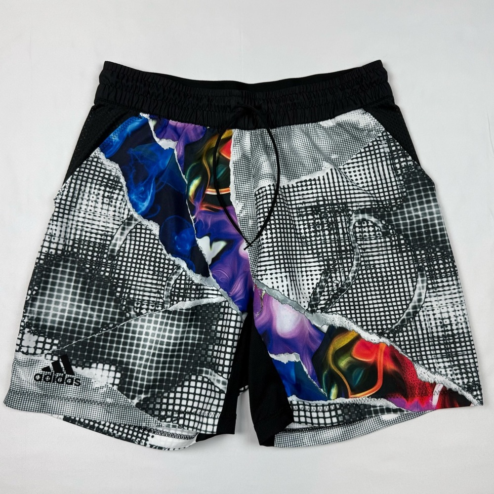 Adidas Mens US Series Ergo Tennis Shorts Sz Medium x 7” Inseam AOP Bright EUC C4